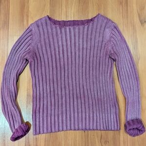 Vintage Purple Ribbed Sweater 100% Cotton